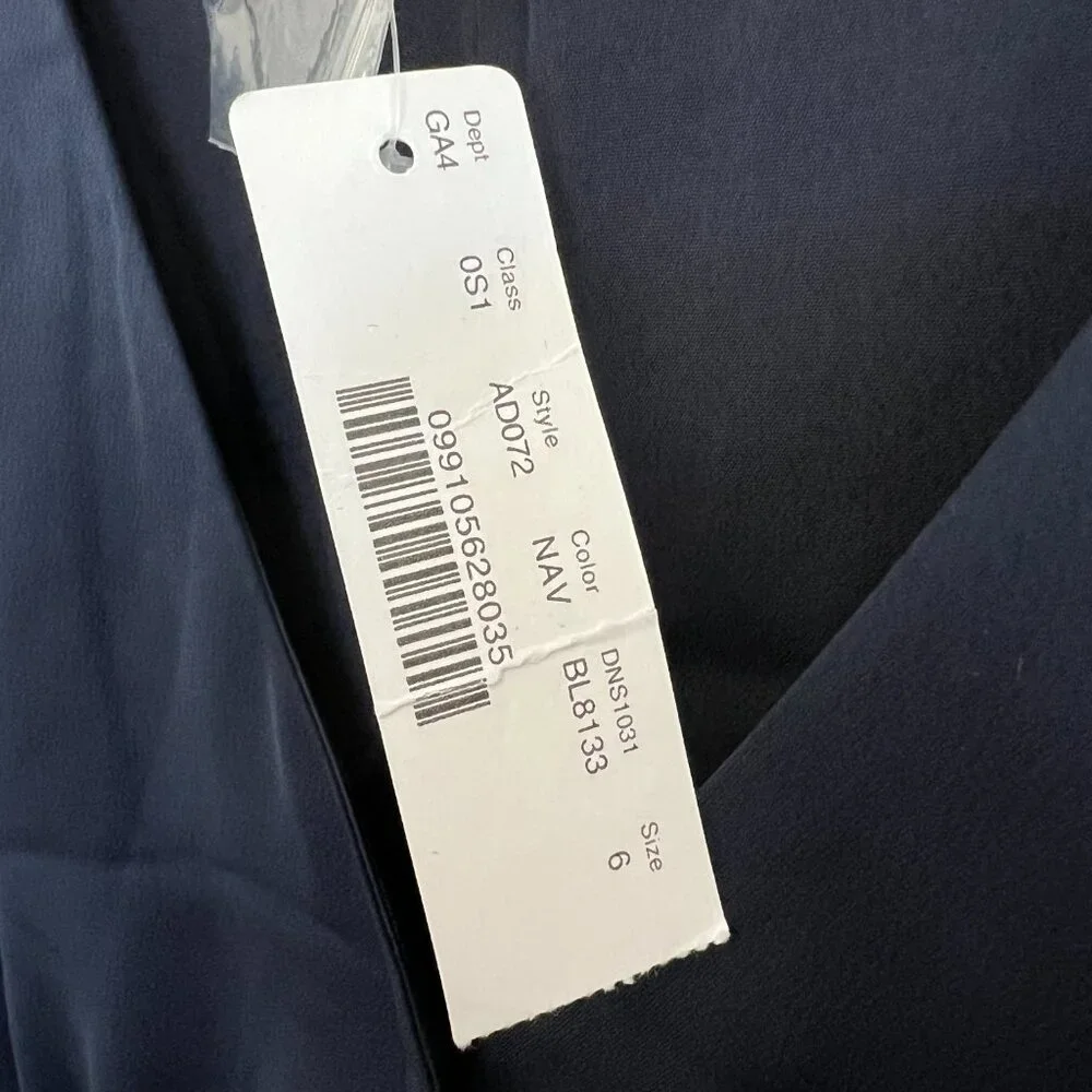 NWT J.Crew Navy Blue Button-Front V-Neck Midi Dress Size 6 Long Sleeve AD072
